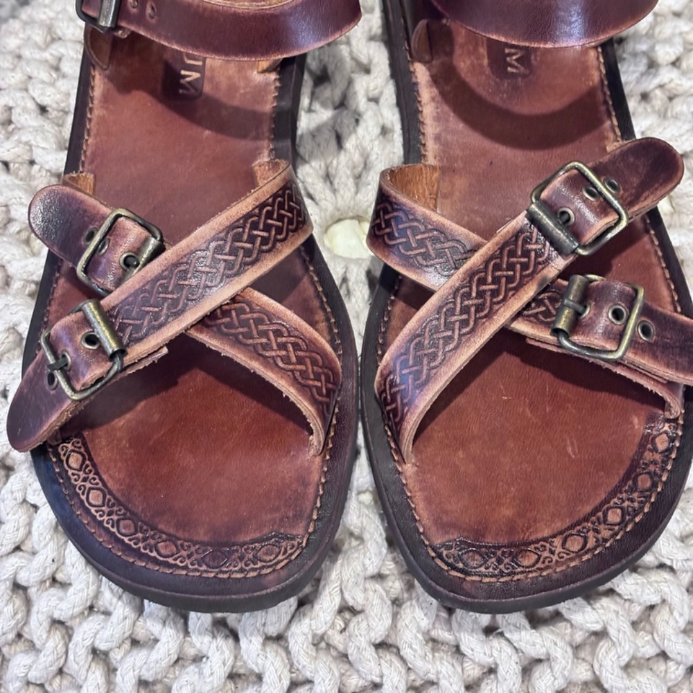 Bosa Bodrum ElYapımı Men's Handmade Leather SZ 45 (11-11.5 US) Brown Sandals EUC - Picture 4 of 16